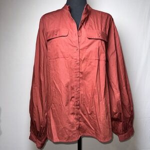 Nikasha Anthropologie Rust/Crimson  Balloon Sleeve Button Down Shirt XL NWT